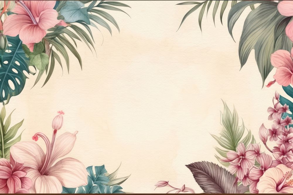 Vintage tropical frame backgrounds pattern flower.