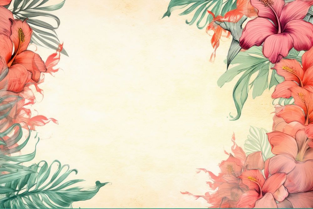 Vintage tropical frame backgrounds pattern flower.
