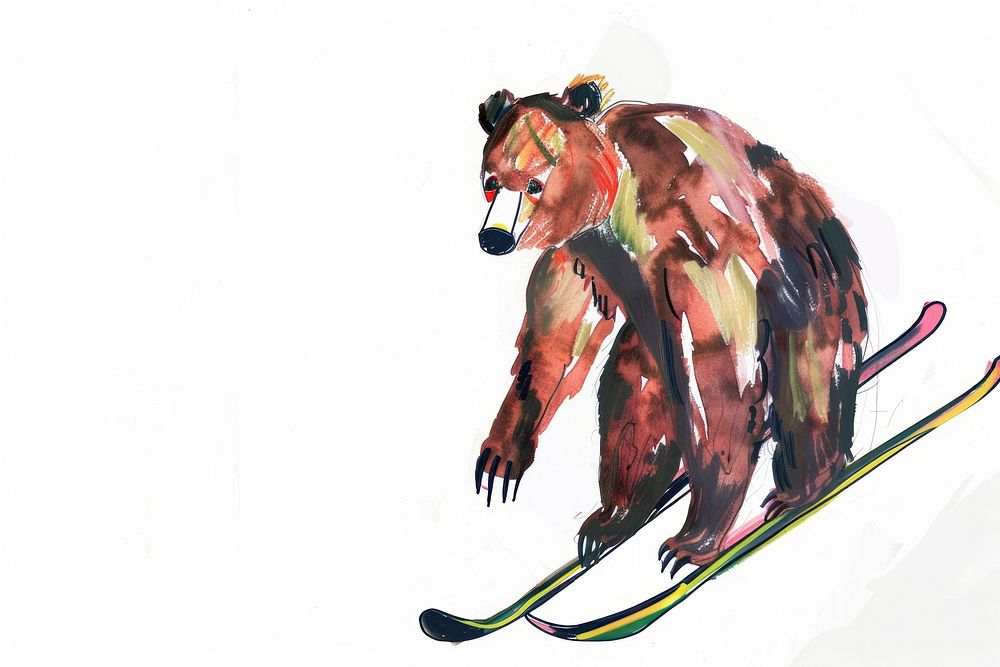 A bear with skis mammal animal nature.