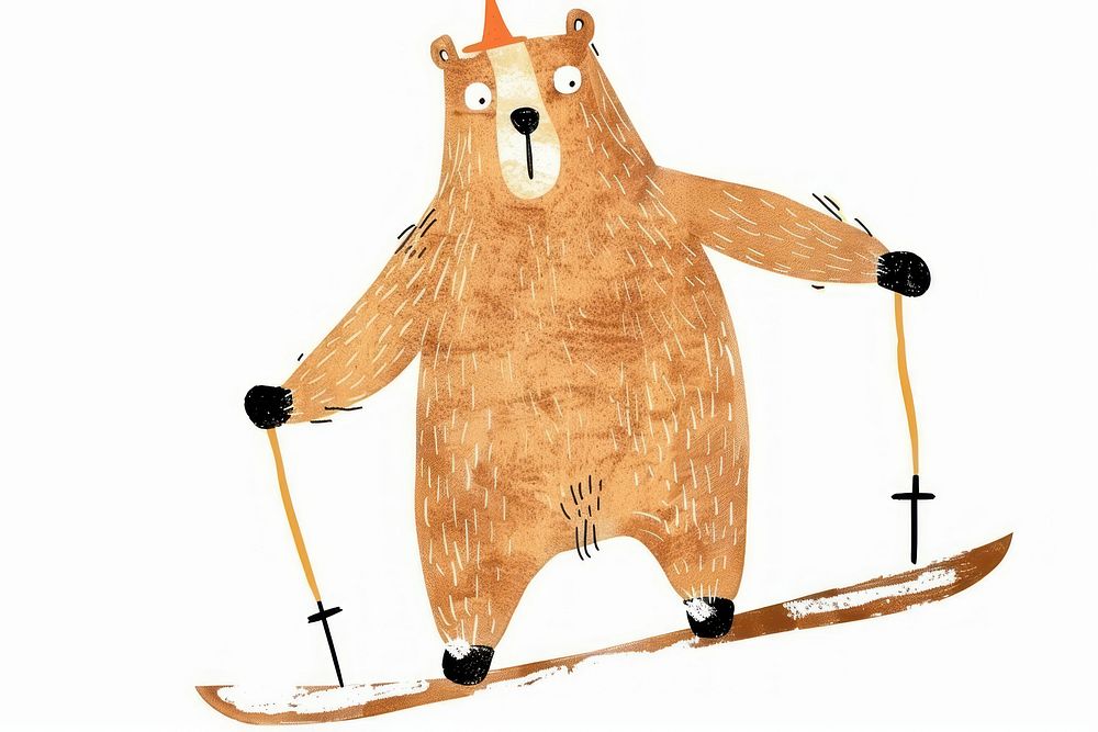 A bear with skis mammal animal nature.