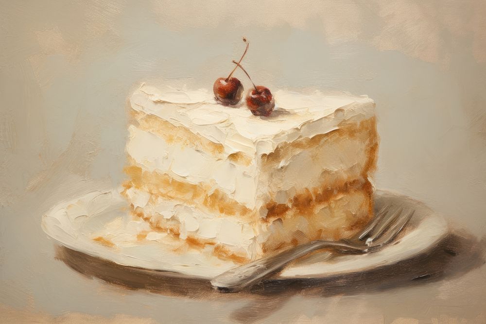 Close up on pale cake dessert cream food.