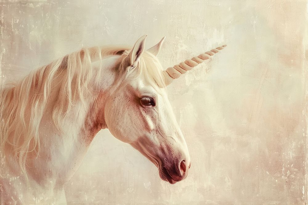 Close up on pale unicorn painting animal mammal.