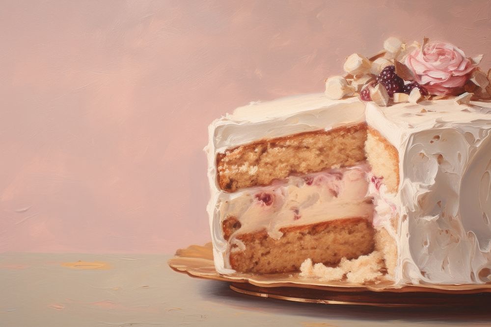 Close up on pale cake dessert icing cream.