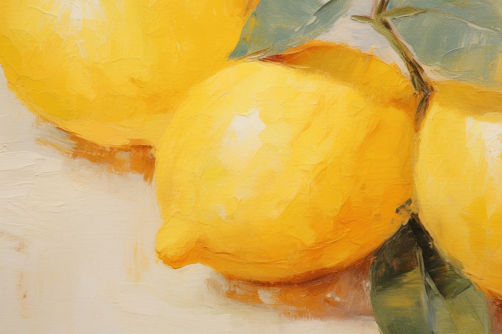 Close up on pale lemon backgrounds painting fruit.