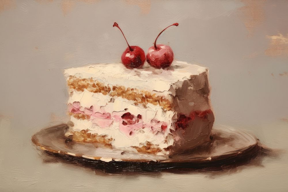 Close up on pale cake painting dessert food.