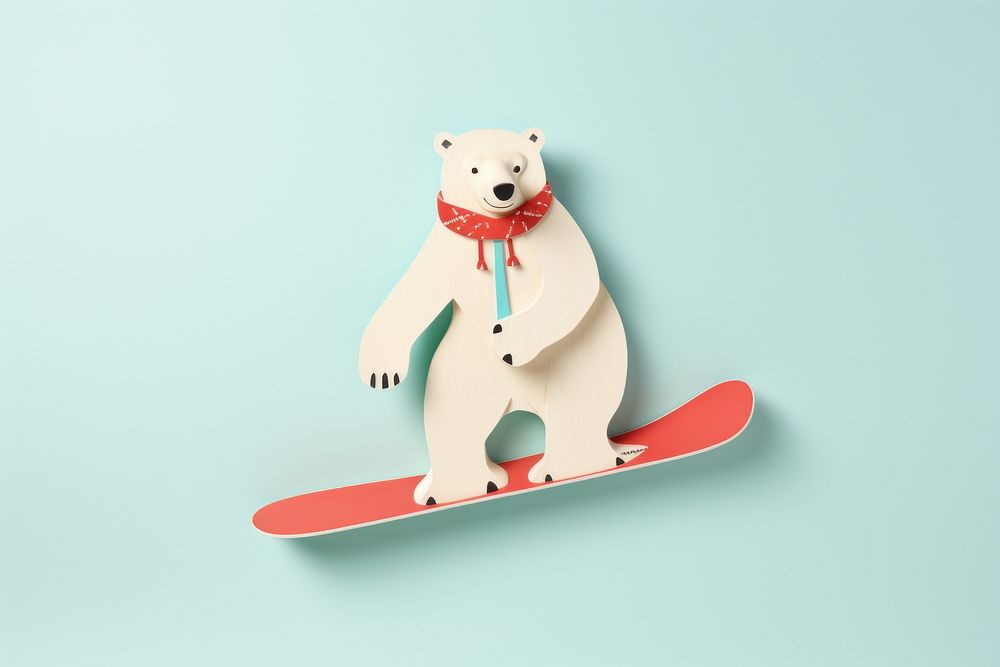 Polar bear snowboarding snowman mammal.