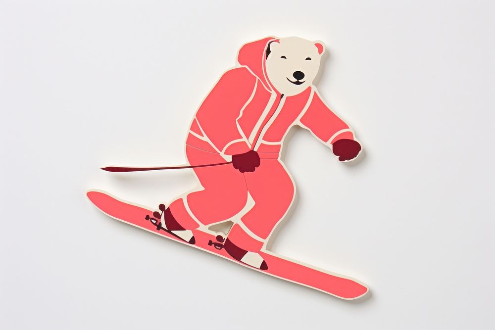 Polar bear skiing sports representation.