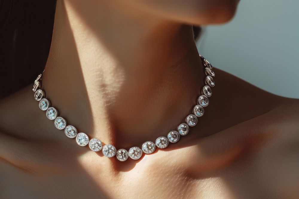Photo of big diamond necklace gemstone jewelry luxury.