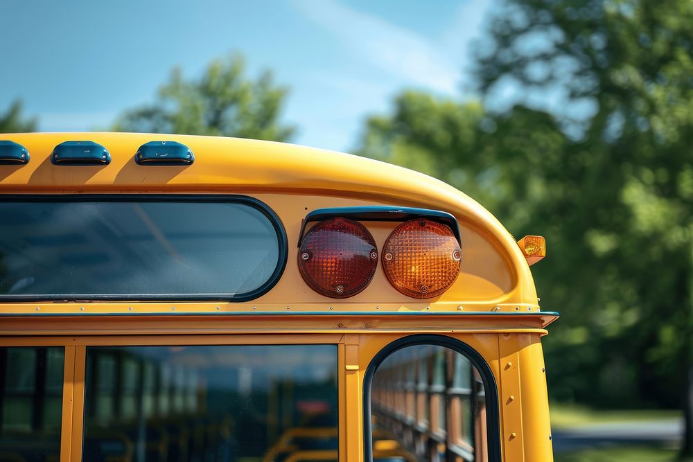 Photo of rear school bus headlight vehicle car.