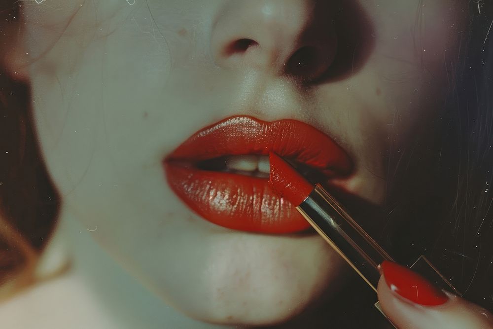 Woman holding lipstick cosmetics person human.