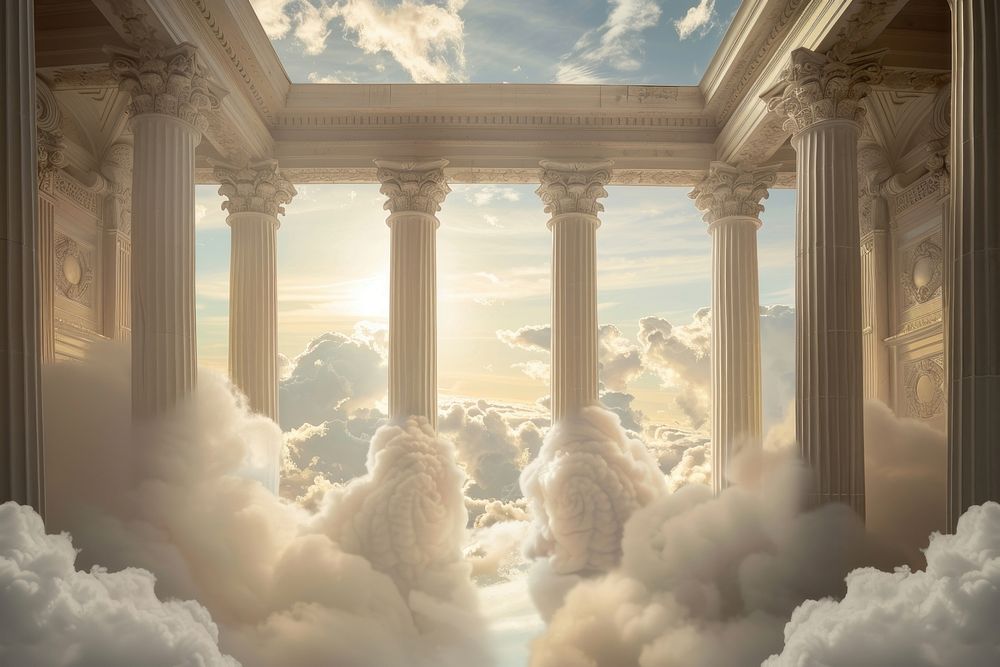Photo of pillars on a cloud architecture outdoors weather.