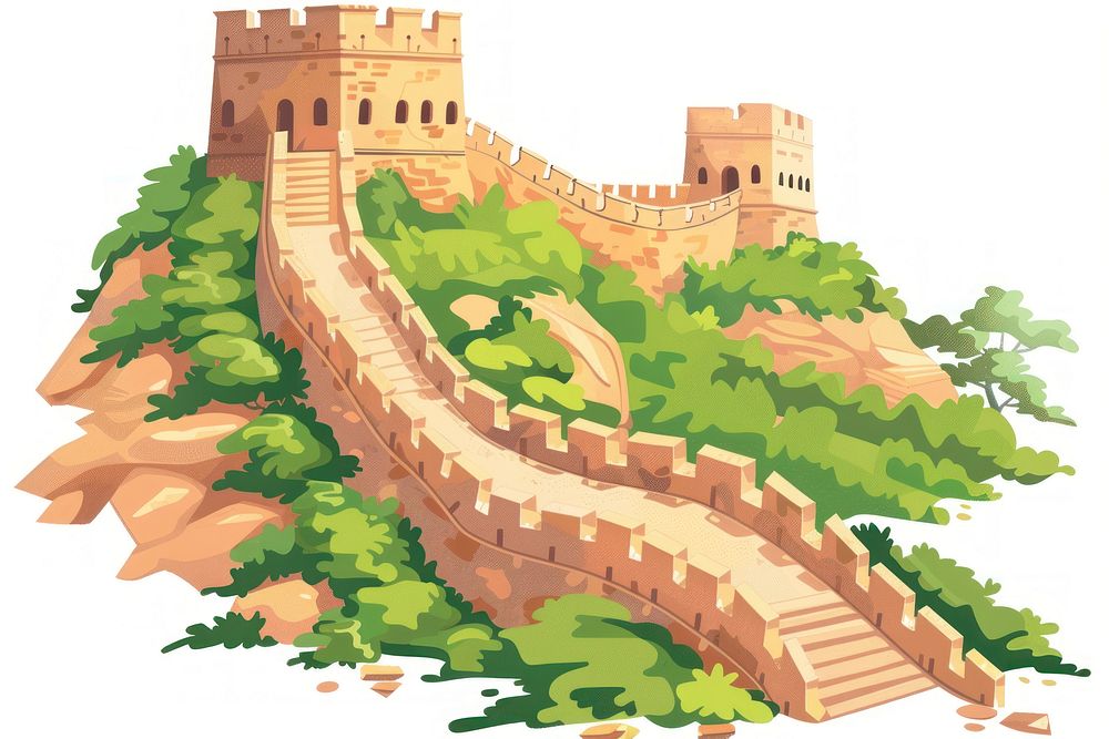 Illustration of great wall of china architecture castle fortification.