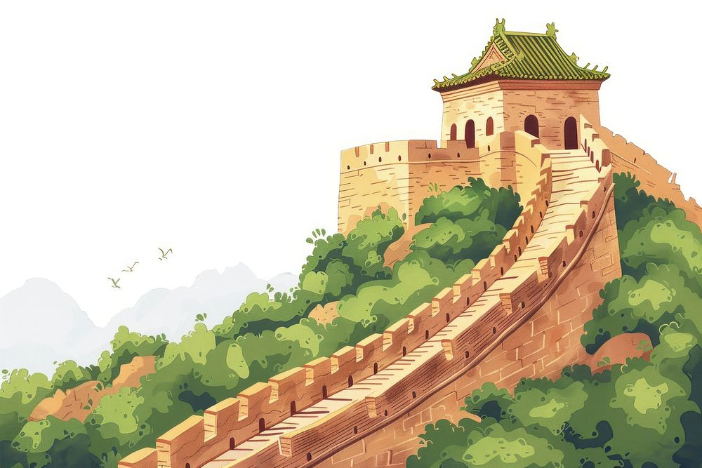 Illustration of great wall of china architecture building staircase.