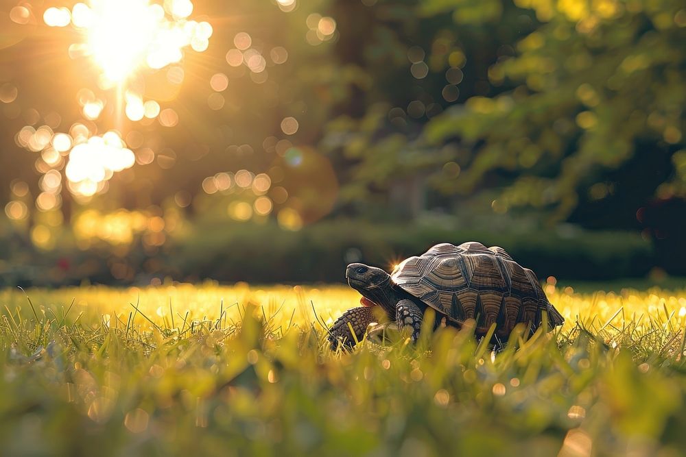 Photo of tortoise sunlight outdoors reptile.