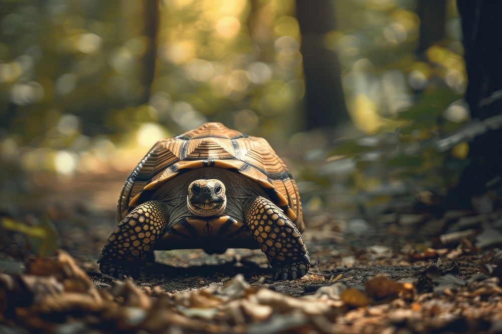 Photo of wild tortoise reptile animal turtle.