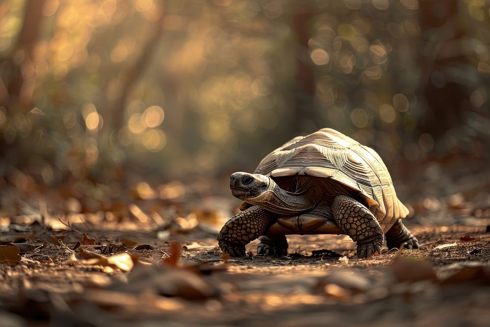 Photo of wild tortoise reptile animal turtle.