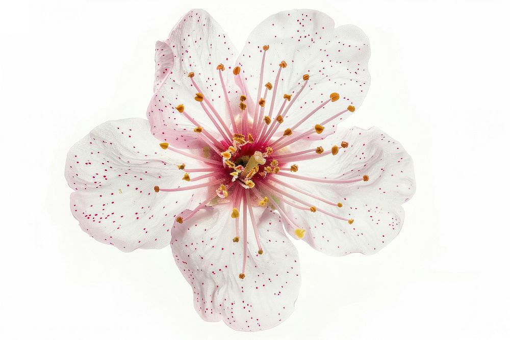 Photo of cherry blossom petal flower pollen.