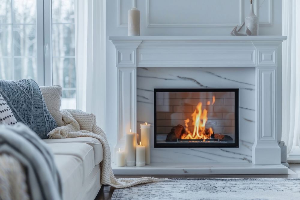 Photo of fireplace hearth room architecture.