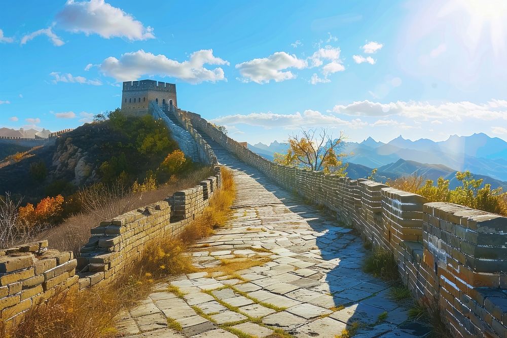 Photo of great wall of china day architecture tranquility.