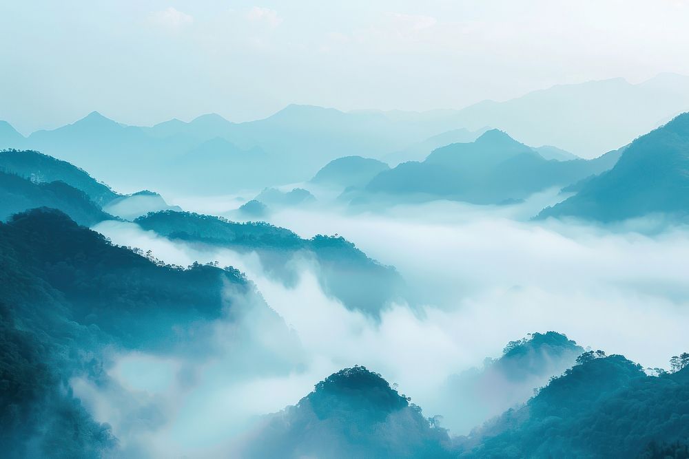 Photo of sea of mist backgrounds mountain outdoors.