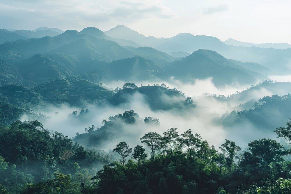 Photo of sea of mist mountain outdoors nature.