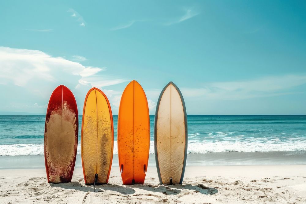 Photo of surfboards sea outdoors surfing.