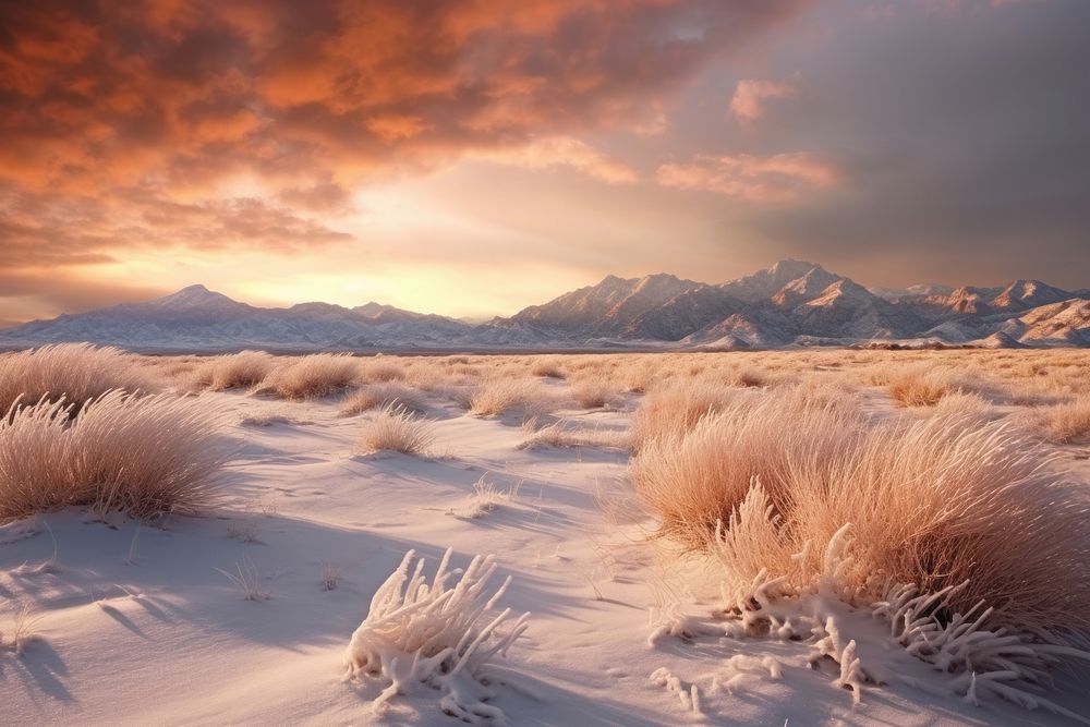 Desert winter landscape panoramic outdoors.