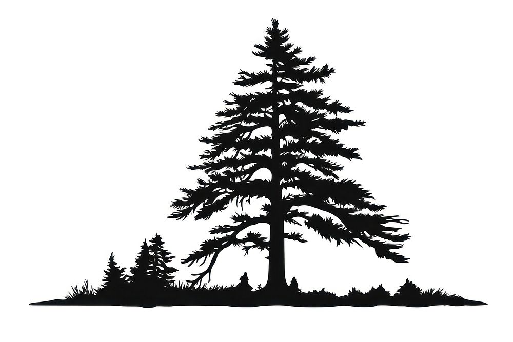 Pine tree silhouette pine stencil.
