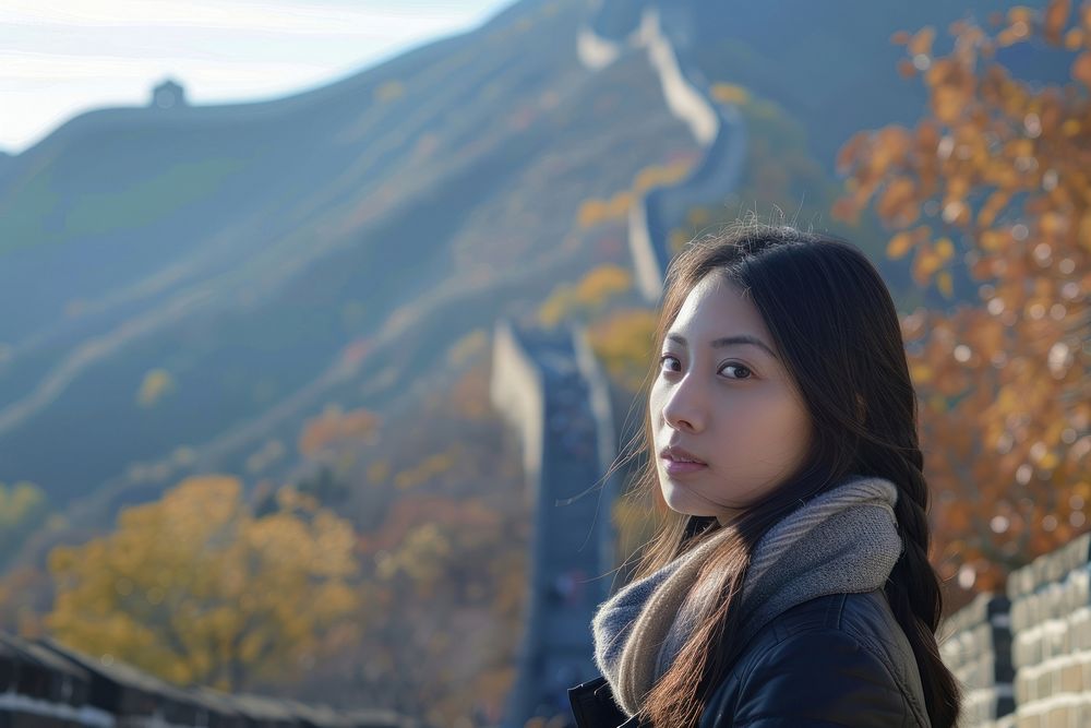 Photo of chinese woman portrait day contemplation.