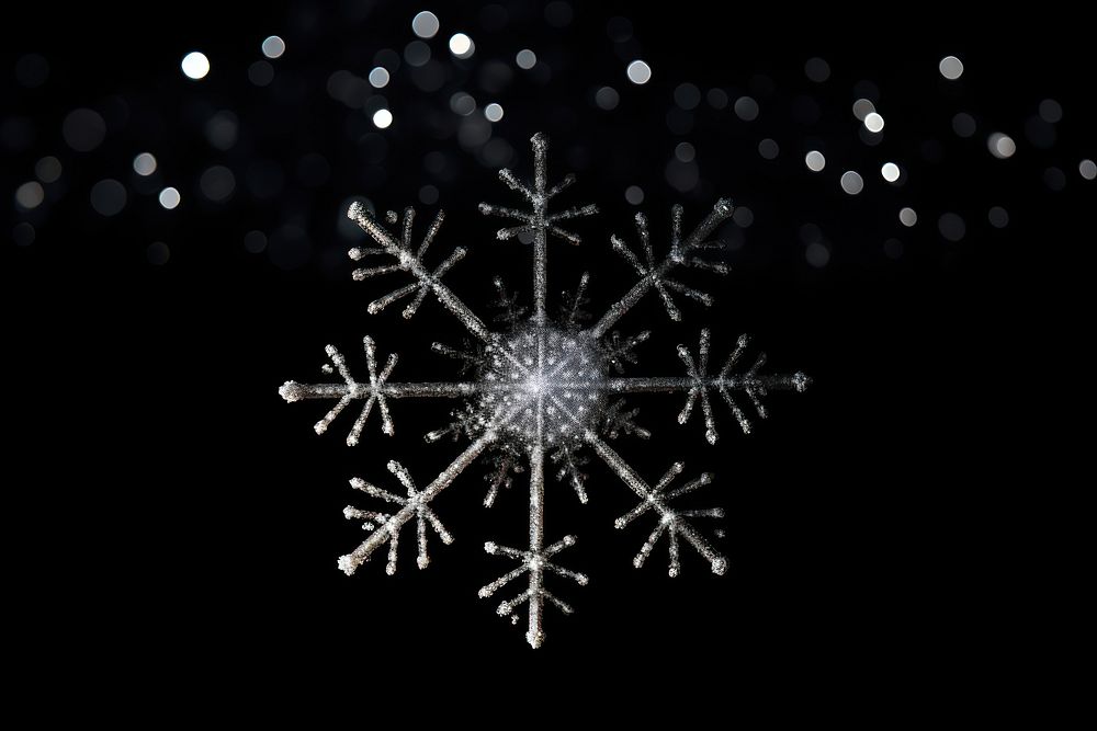 Effect minimal of snowflake night black background illuminated.