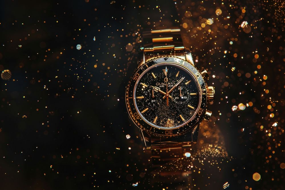Effect minimal of watch wristwatch black gold.