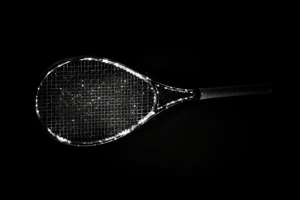 Effect minimal of tennis racket light black black background.