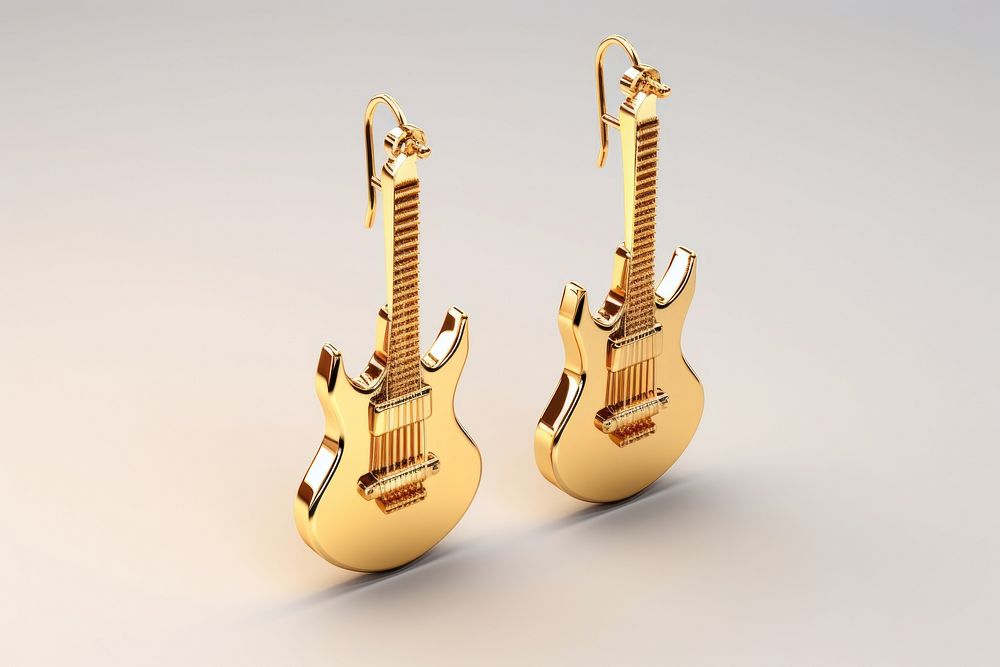 Guitar earrings guitar gold toothbrush.