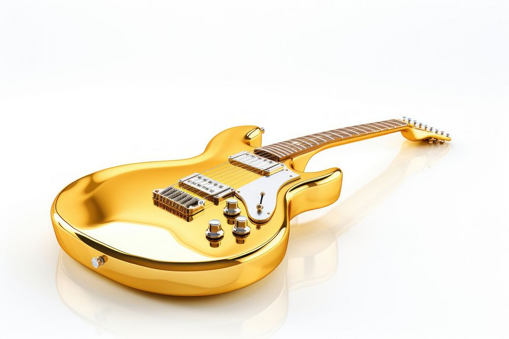 Guitar guitar gold white background.