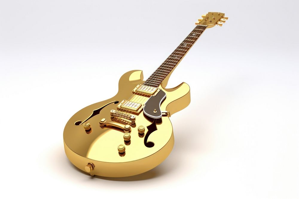 Guitar guitar gold white background.