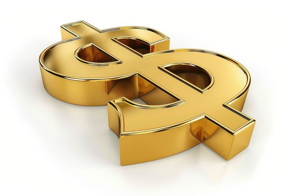 Dollar icon symbol gold white background investment.