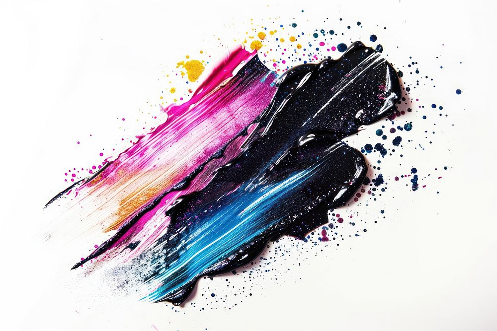 Black white brush strokes graphics painting purple.
