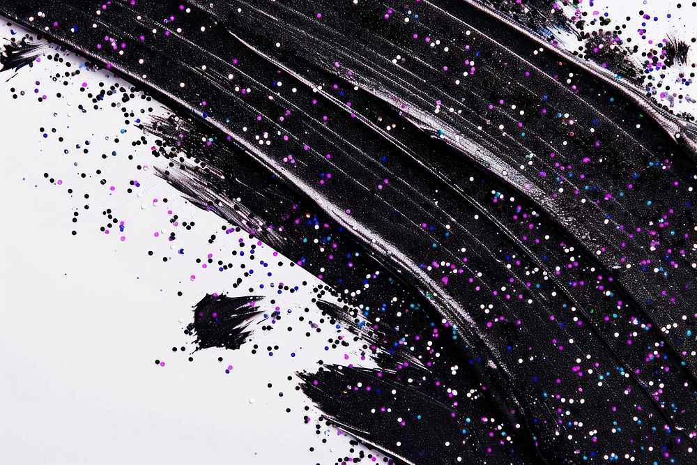 Black brush strokes confetti glitter blackboard.