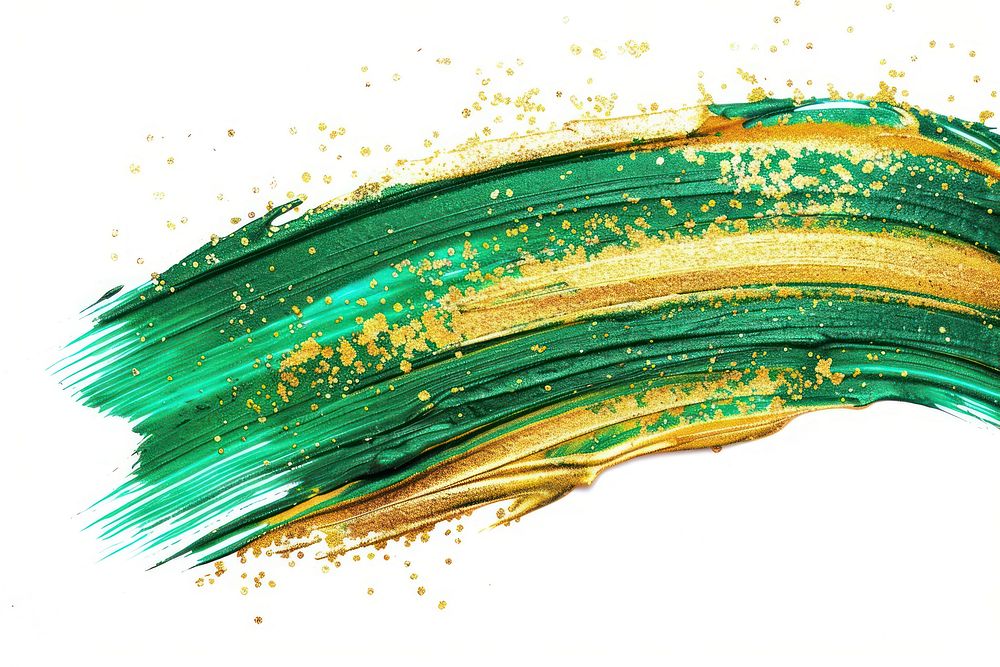 Green gold brush strokes confetti weaponry dagger.