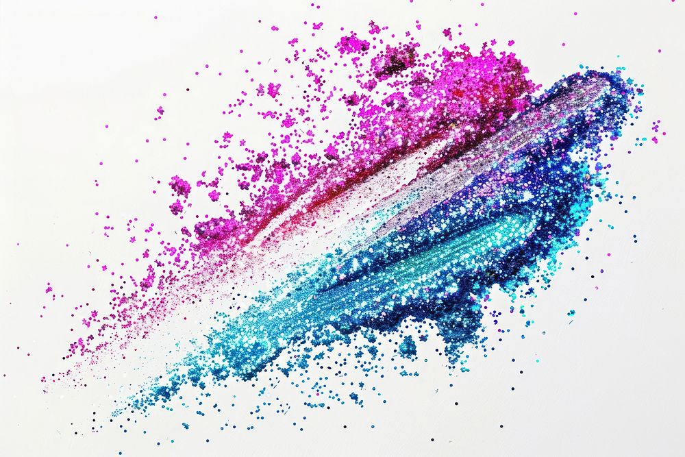 Ink brush strokes glitter purple animal.