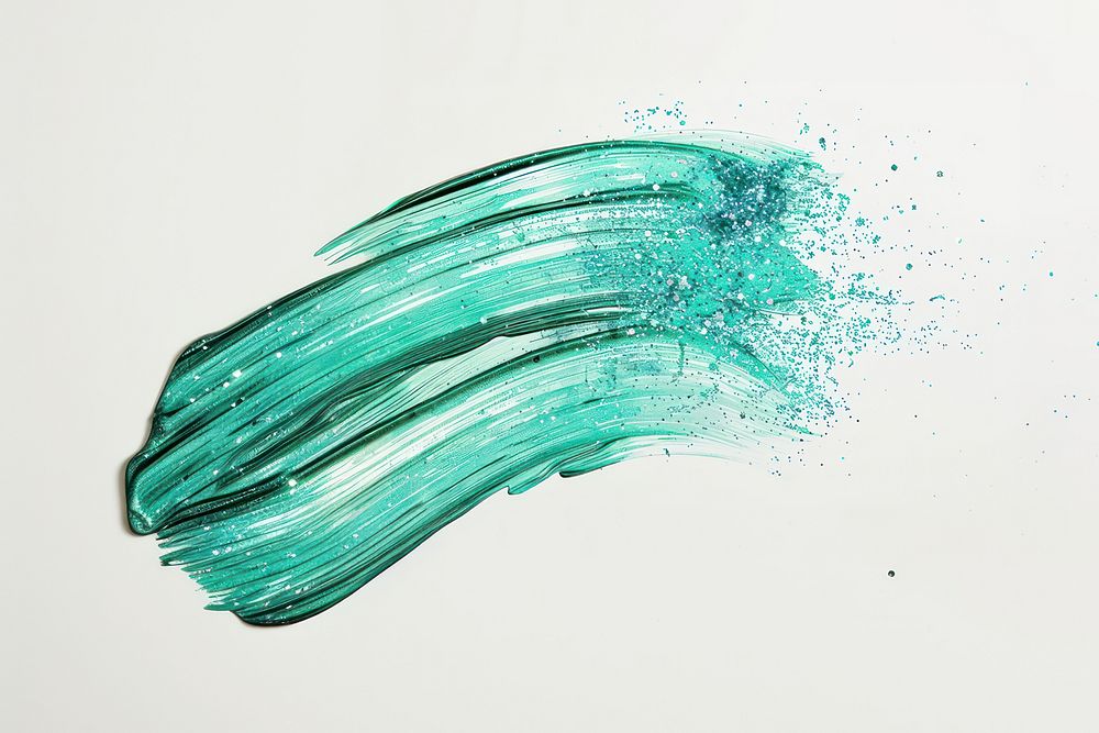 Mint green brush strokes powder art.