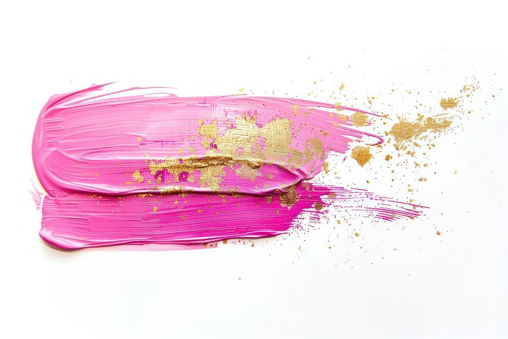 Pink gold brush strokes cosmetics lipstick powder.