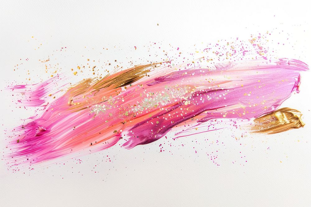 Pink gold brush strokes illustrated cosmetics graphics.