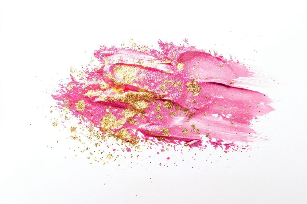 Pink gold brush strokes cosmetics lipstick powder.