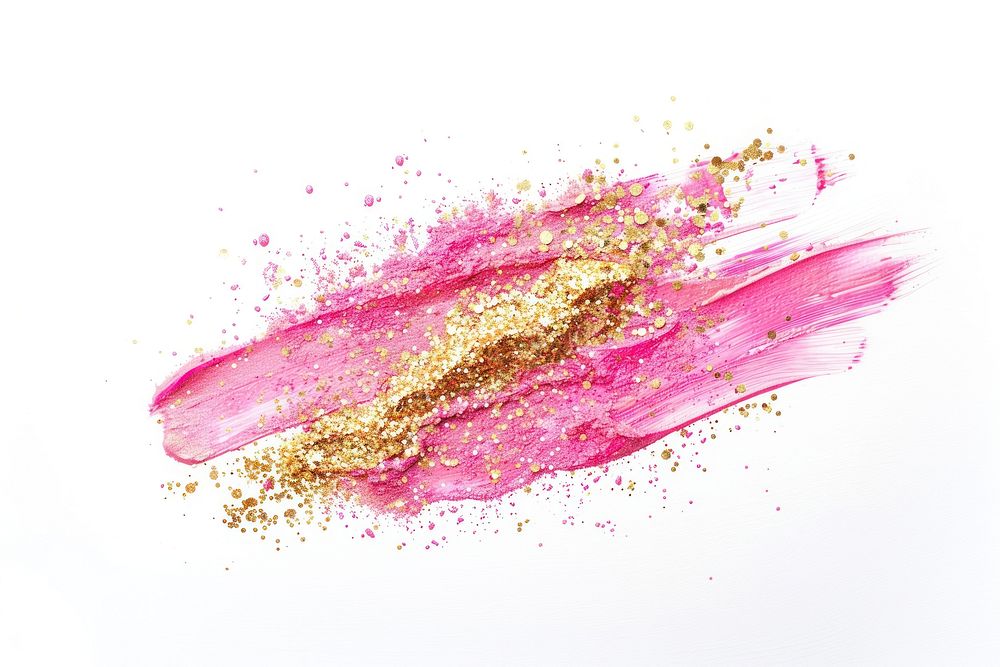 Pink gold brush strokes glitter cosmetics lipstick.