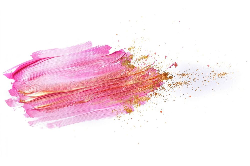Pink gold brush strokes cosmetics blossom flower.