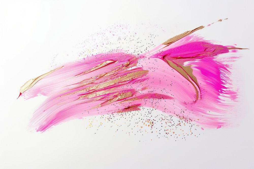 Pink gold brush strokes illustrated graphics painting.
