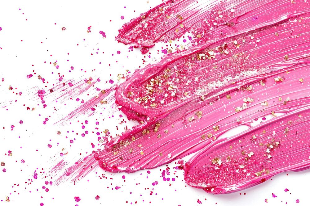 Pink pastel brush strokes glitter clothing blossom.