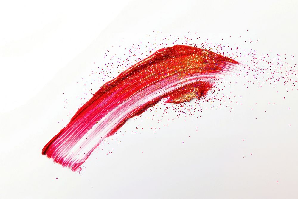 Red brush strokes cosmetics lipstick powder.