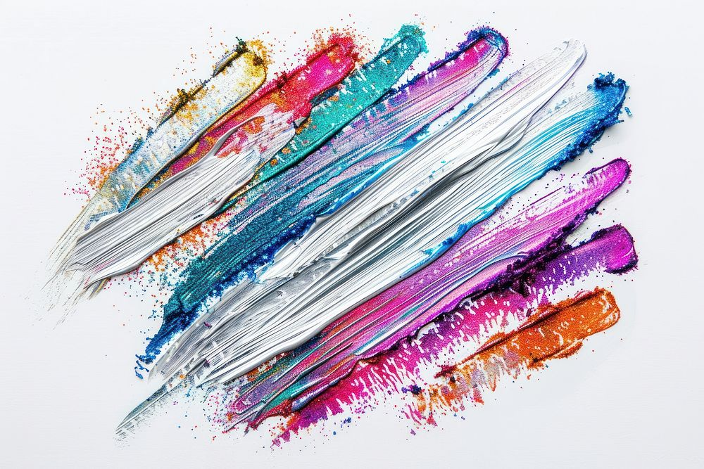 Silver glitter brush strokes graphics weaponry device.